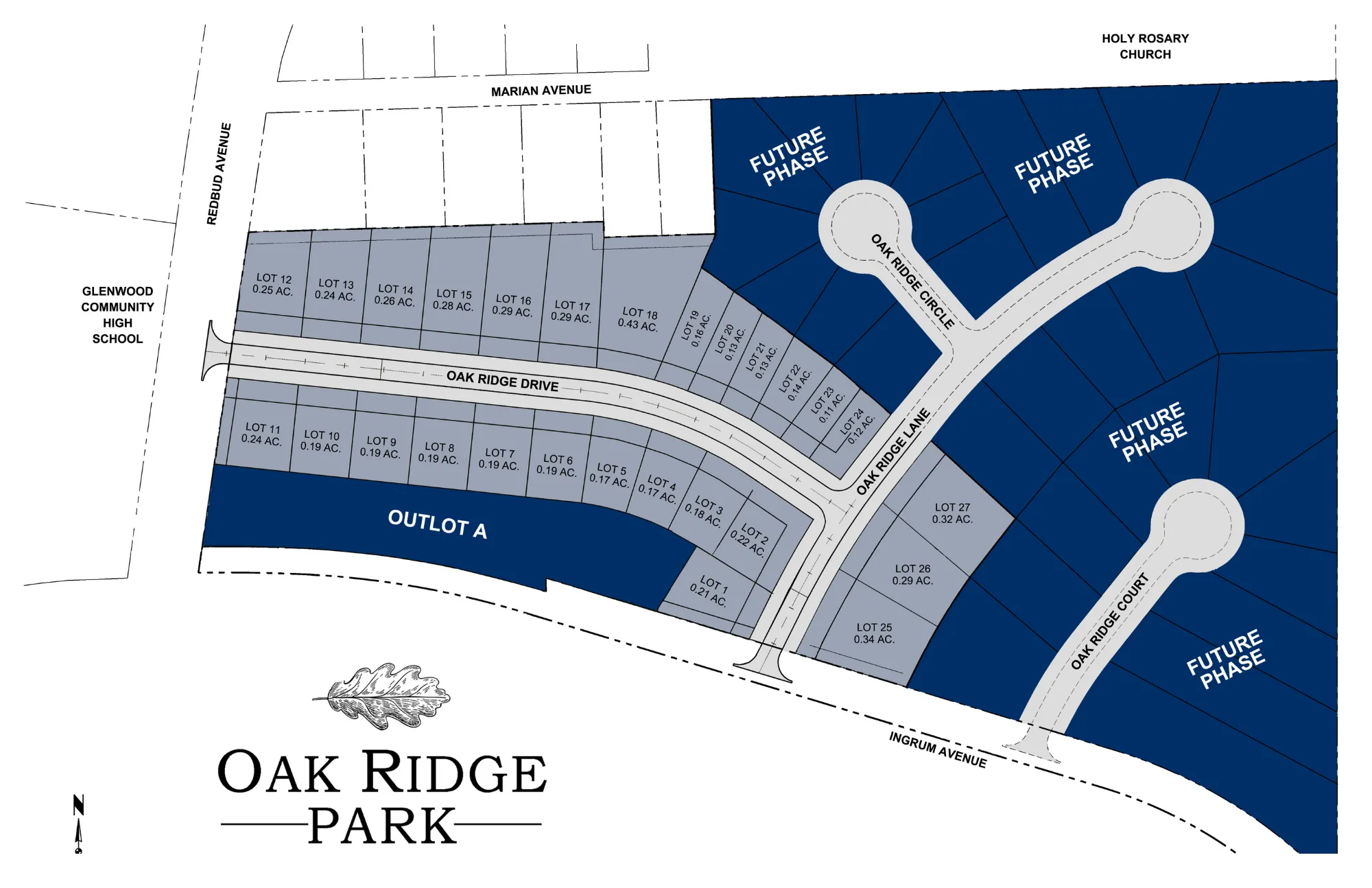 Oak Ridge Park Subdivision Plat Map